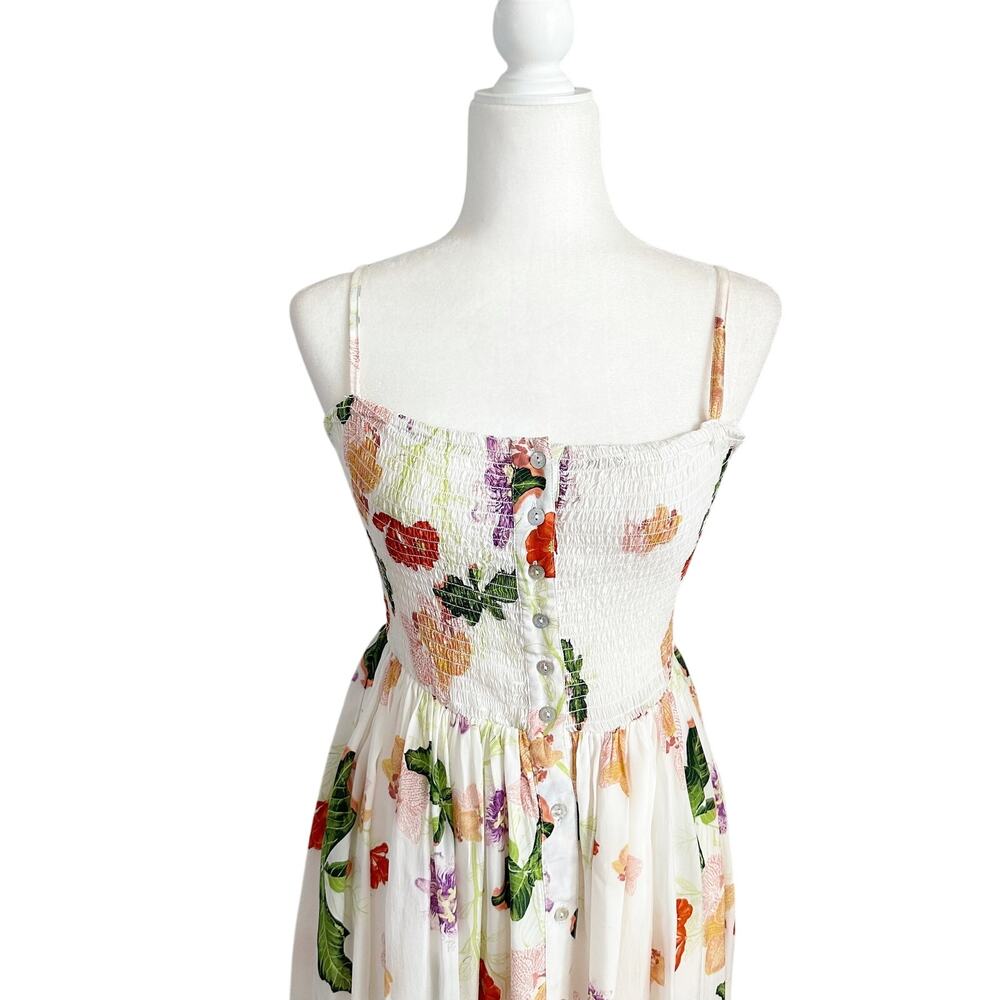 Verandah Smocked Floral Midi Dress XS NEW - Picture 3 of 10